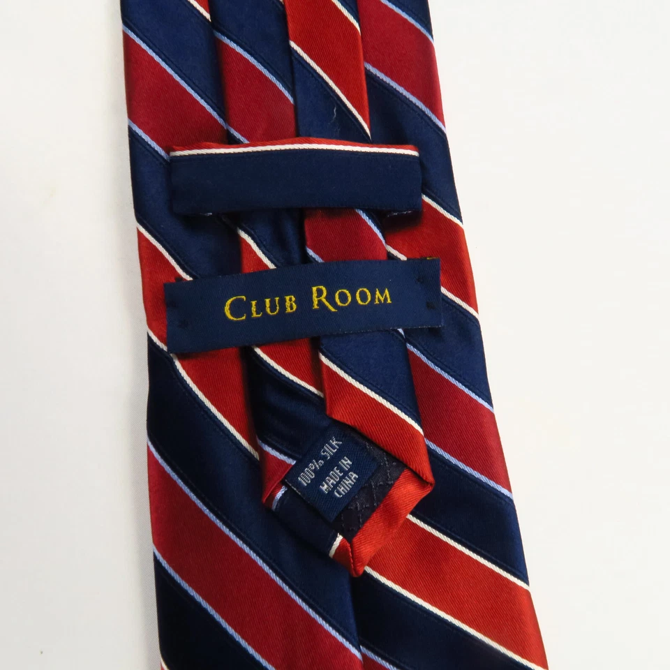 Club Room 蓝色红色校队条纹男式领带 60x3.5 长专业 — 第 3/4 张图片