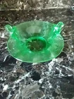 *Very Cute* Fenton Green Depression Glass Bowl with bird handles