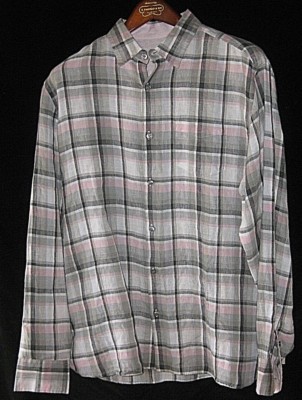 RARE Baird McNutt LINEN Shirt SPRING PLAID MENS L Long Sleeve Button Down MURANO