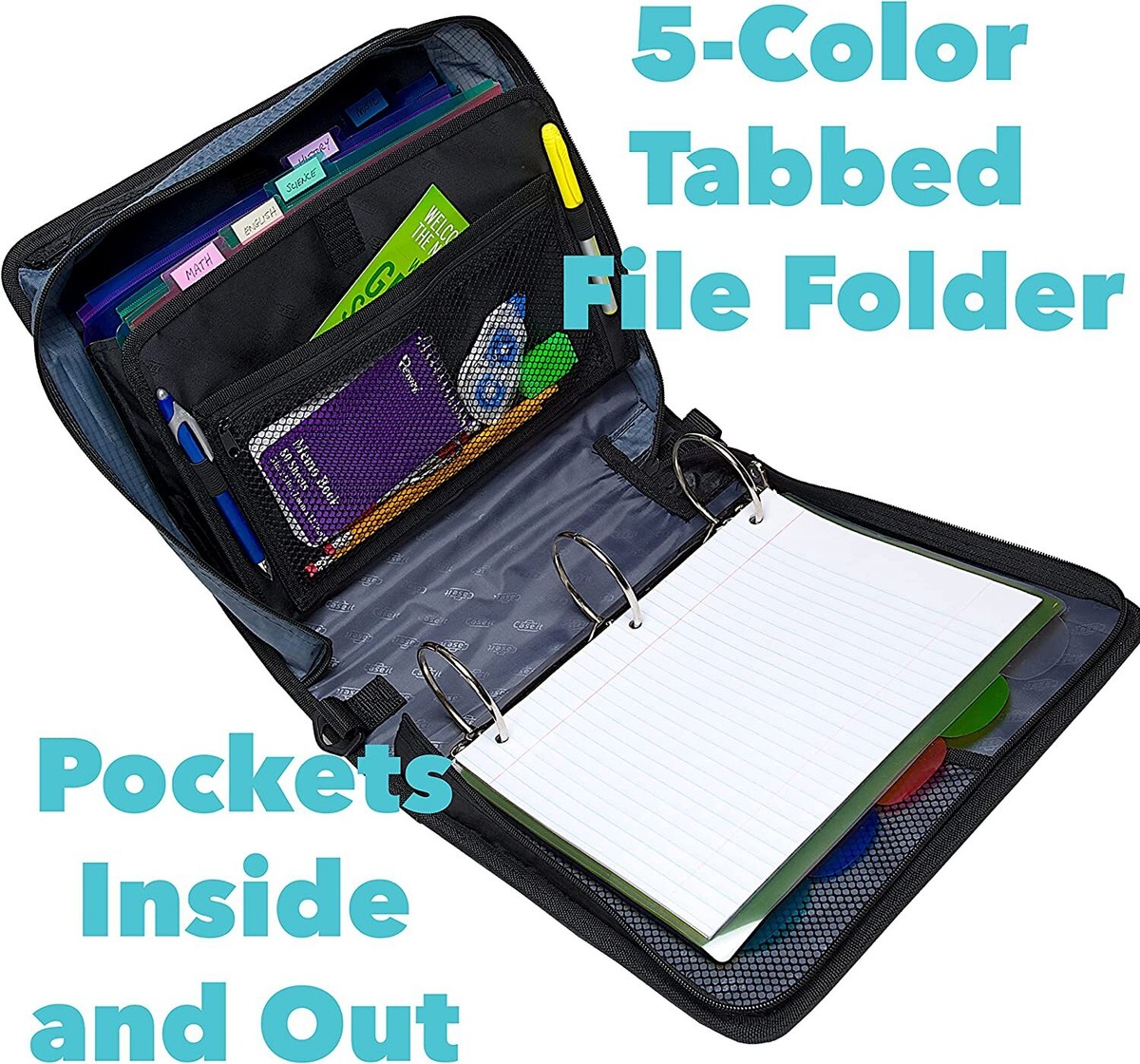 Case-it The Mighty Zip Tab 3-Ring Binder 3” U-Zipper Ex School