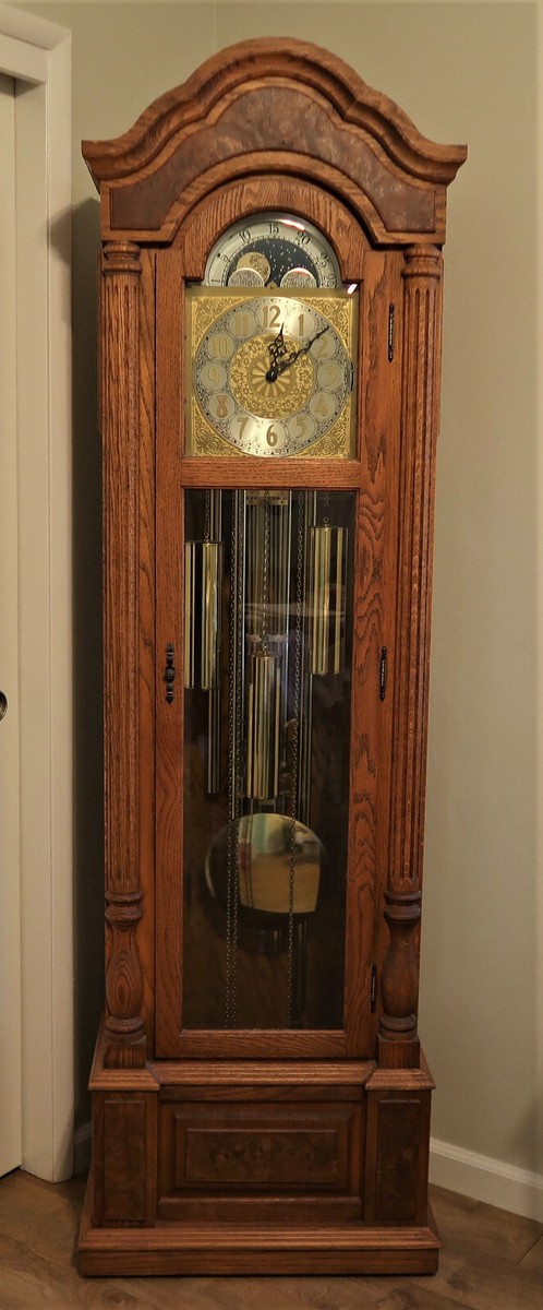 Emperor Clock Company Solid Oak Grandfather Clock Weight Driven