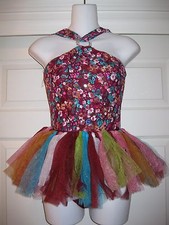 'True Colors' Multi Tulle Jazz Tap Dance Competition Costume Child Large CL AXS