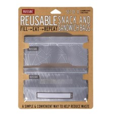 Russbe Lunch Systems, Reusable Snack and Sandwich Bags, Set of 4- Rhombus