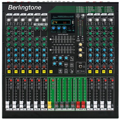 Berlingtone BR-212MX,12-Channel Professional Bluetooth Audio Mixer, 24 DSP EFX