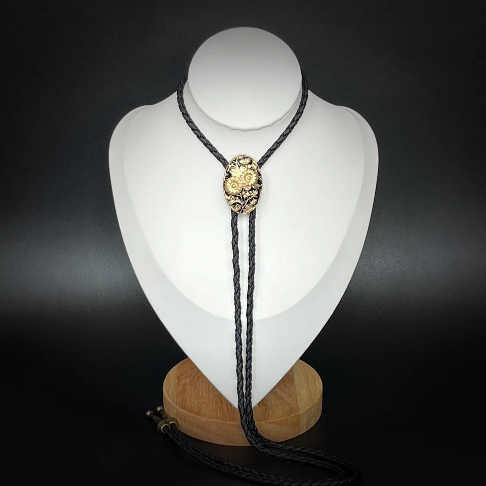 Collar de boda occidental vintage tallado esmalte gota crisantemo bolo corbata Foto 2 de 4