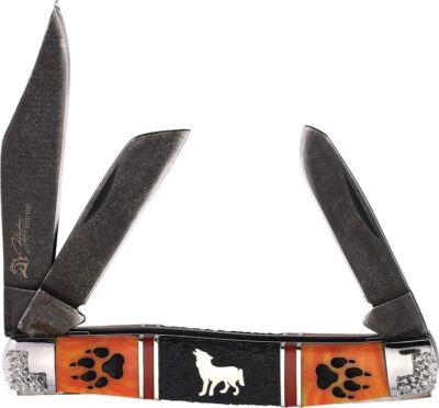David Yellowhorse Custom Wolftrax Roper Stockman Knife #18/100 RP412 Wolf Tracks
