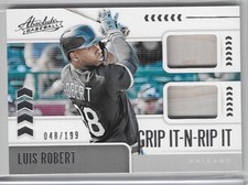 2020 Absolute Luis Robert #/199 Dual Bat Relic Grip It-N-Rip White Sox RC