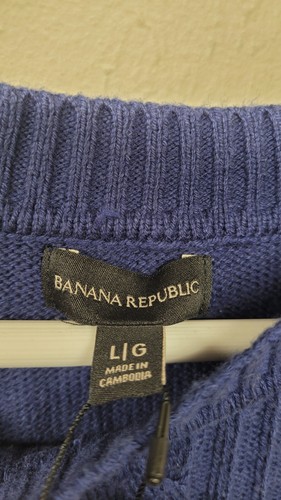 Banana Republic Navy Cable Knit Sweater Large Women's - Picture 2 of 8