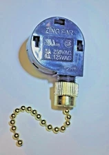 ZE-268S2 Original Zing Ear Pull Chain Ceiling Fan 3-Speed Switch brass finish 