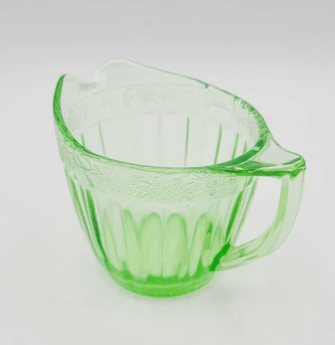 Vintage (1930s) Green Uranium Depression Glass Creamers