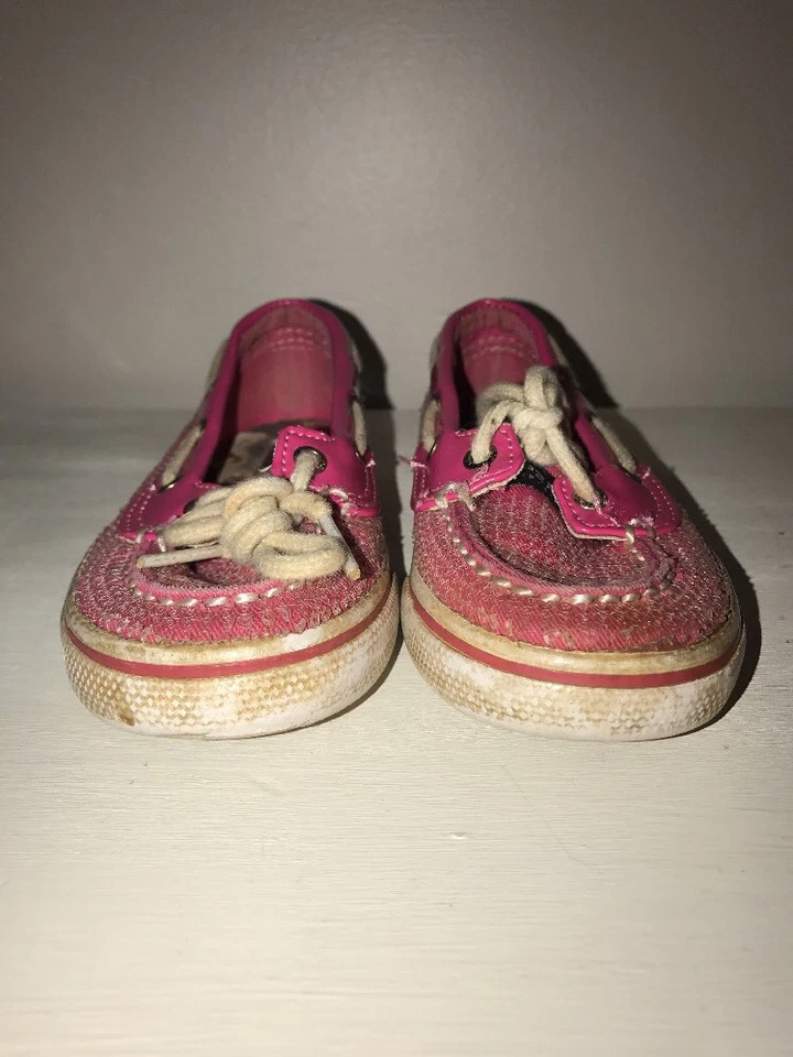 SPERRY TOP SIDER Rosa Brillante Brillo Mocasines Cubierta Barco Niño Niña Zapatos Talla 9 #j Foto 3 de 4