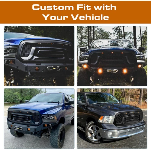 Fit Dodge Ram 1500 2500 3500 Amber Lens LED Front Grille Running Light 3x - Picture 4 of 14