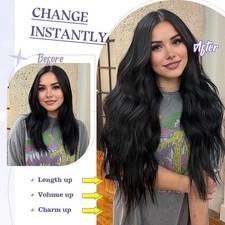 Wavy 4PCS Clip in Real as Human Hair Extensions Curly THICK Balayage 20  24"