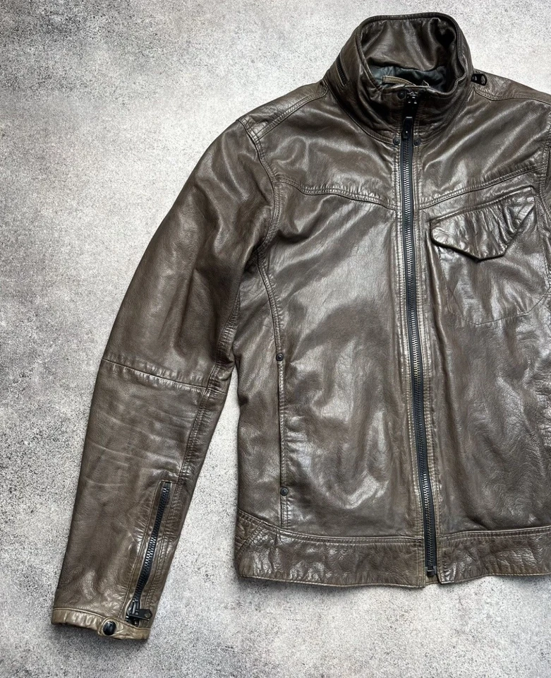 G Star Raw real leather biker jacket - Image 2 of 4