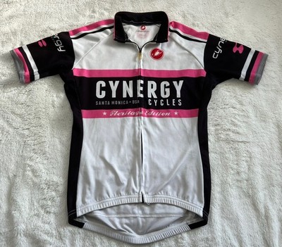 CASTELLI Cycling Jersey Womens Sz S Pink Black  Bicycle Full Zip Short Sleeve