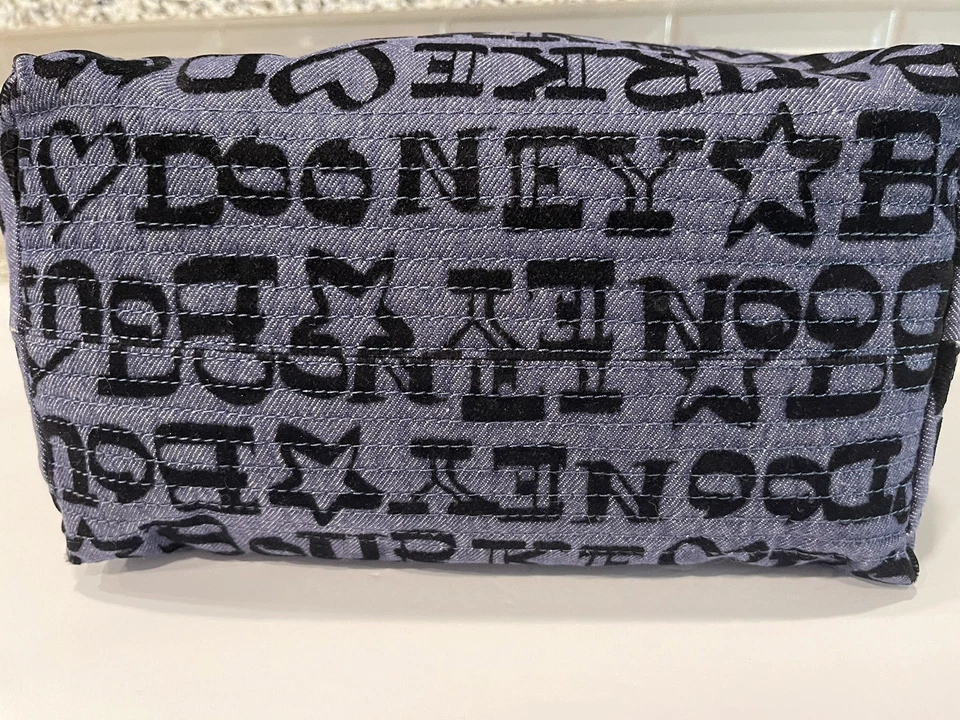 Dooney & Bourke Blue Denim and Velvet Monogram Hobo Shoulder Bag Leather Strap - Image 4 of 4