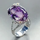 Jewelry gem 26 ct+ Natural Amethyst Ring 925 Sterling Silver Size 8 /R463244