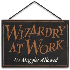 Harry Potter Double Sided Hanging Wood Wall Decor - Small, Black/Cream