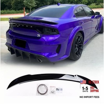 Glossy Black Rear Trunk Wing Spoiler 2015-2024 Dodge Charger SRT Hellcat Style