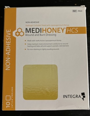 Integra MEDIHONEY HCS Non-Adhesive Hydrogel Colloidal Sheets 2.4 x2.4  
