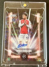 Ethan Nwaneri Arsenal 2024 Topps Chrome UCC Black Lazer Rookie Card Near Mint. rookie card picture