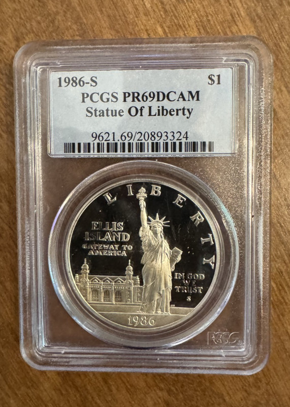 1986-S Proof Statue of Liberty Commemorative Silver Dollar PCGS PR69DCAM