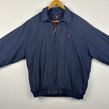 US Polo Assn Men s Large Blue And Red Jacket Windbreaker Coat Collared flawed