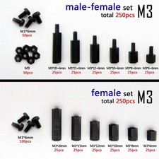 250X Plastic Nylon M2 M3 Hex Column Standoff Spacer Screw Nut Assortment Kit PCB