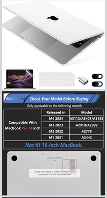 Funda compatible con MacBook Pro 14 Inch 2021-2024, M4/M3/M2/M1 Pro/Max  266-25