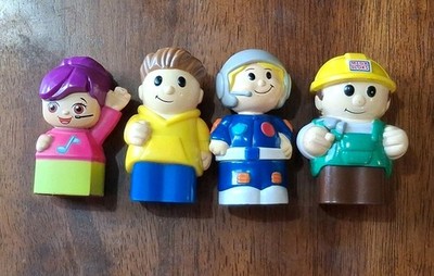 Mega Bloks First Builders Figures Lot of 4 Construction Worker Pilot Community