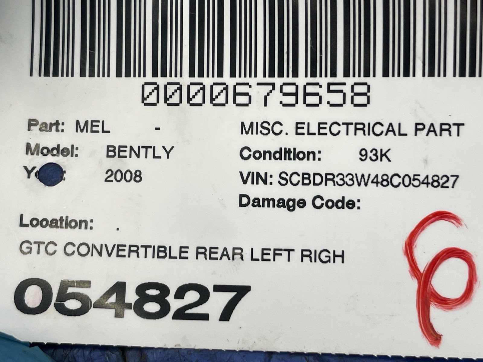 2006-2018 BENTLEY CONTINENTAL GTC CONVERTIBLE REAR LEFT RIGHT ROOF LATCH LOCK