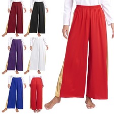 Womens Praise Elastic Waistband Dance Pants High Waist Modern Competition Roomy