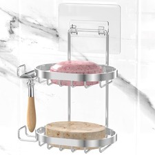 2 Tier Soap Dish Holder Soap Bar Holder With Hooks Shampoo Bar Caddy For Shower
