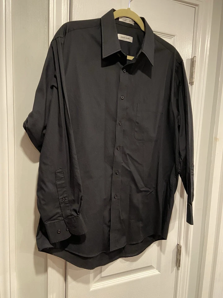 Рубашка на пуговицах мужская Pierre Cardin размер 16 черная хлопковая смесь на заказ - Изображение 4 из 4