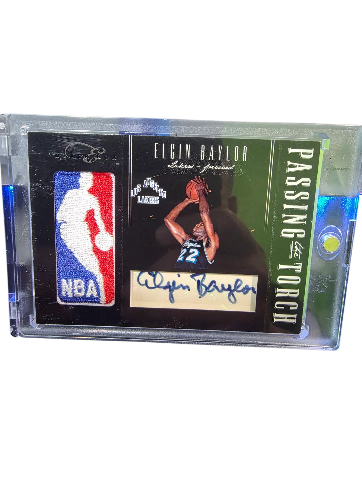 2011 Panini Passing the Torch Elgin Baylor Kobe Bryant 25/99 Patch Logoman view 2