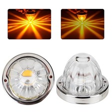 2Pcs Amber Glass Lens Watermelon Lights, LED Top Clearance Side Marker Turn
