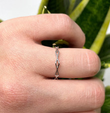 Sterling Silver Faceted Band   Geometric Design, Unisex Minimalist Ring AF007