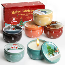 6 Pack Christmas Scented Candles with Natural Soy Wax, Long Lasting Aromatherapy