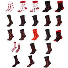 Sweet Lips Heart Pattern Middle Calf Cotton Socks for Valentines Day Celebration