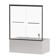 Matte Black Sliding Tub Door 56-60"W*58"H,Tempered Safety Glass Adjustable Frame Matte Black Sliding Tub Door 56-60"W*58"H,Tempered Safety Glass Adjustable Frame - Image 1