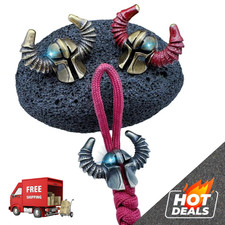Warrior Helmet Brass Knife Bead EDC Paracord Lanyard Pendant Outdoor Charm