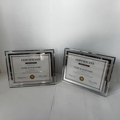 Certificate Of Achievement Picture Frame Lot Of 2, Both Frames Have A Minor Chip