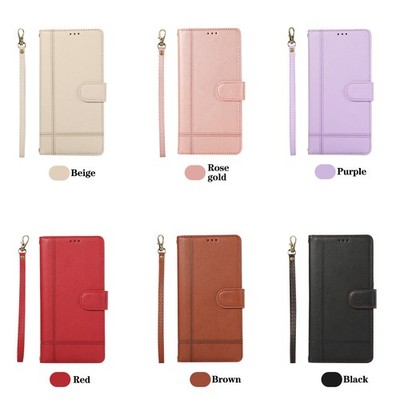 Leather Flip Mirror Wallet Phone Case For Samsung A55 A54 A35 A15 A16 A57 A17