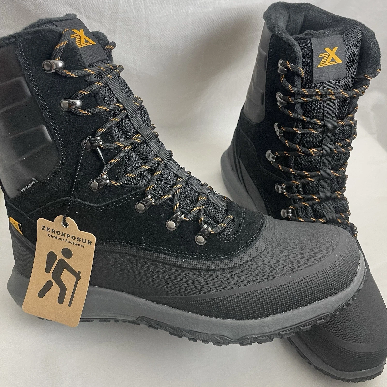 MENS WINTER SNOW BOOTS WATERPROOF INSULATED New Size 13 Black