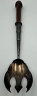 Solid Silver Serving Spoon/Fork with Wood Handle Ornate Design London 1892 130g