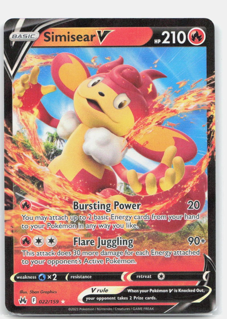 Pokemon TCG Simisear V 022/159 SWSH: Crown Zenith Holo NM
