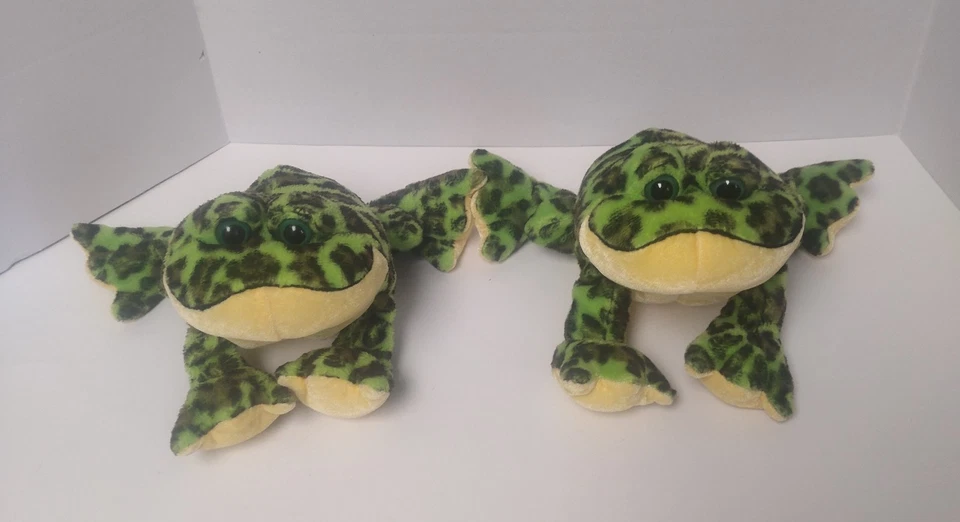 Ganz Webkinz 9” Plush 2 Frogs BullFrog Green Black Spots Stuffed Animals NO CODE - Image 2 of 4