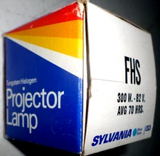 SYLVANIA FHS TUNGSTEN HALOGEN PROJECTOR LAMP 300W 82V AVG 70 HRS, NOS NEW