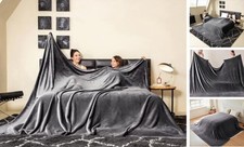 Oversized King Fleece Blanket 120x120 inches, Soft Cozy 120"x120" Dark Grey