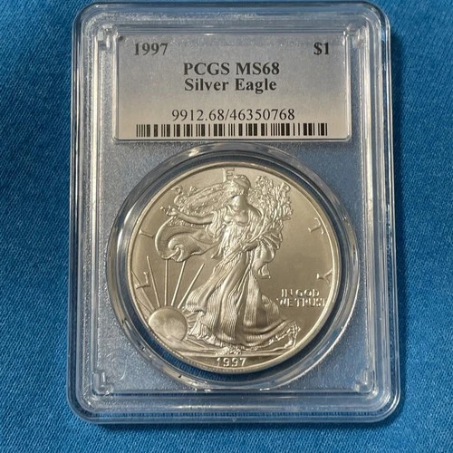 1997 American Silver Eagle 1 Oz PCGS MS68 Bright White Better Date